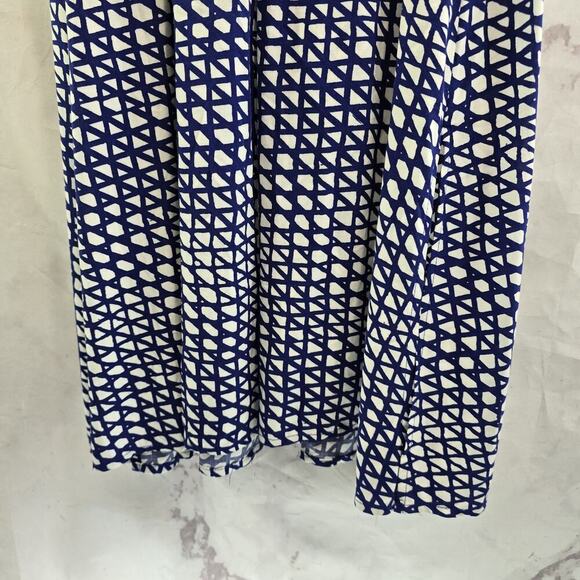 Anthropologie Dress Womens XS Royal Cobalt Blue White Maeve Batwing Midi Gemma - Picture 9 of 15